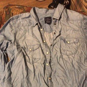 Denim button up boyfriend shirt